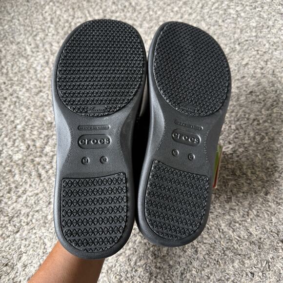 CROCS Loafers Non Slip On Work Shoes Black Leather Size 12 Tummler NEW main image 5